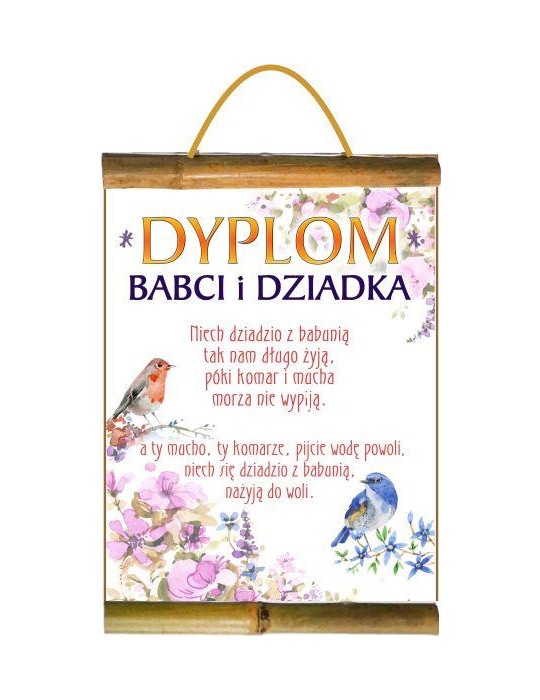 Dyplom Babci i Dziadka ptaszki D139BZ