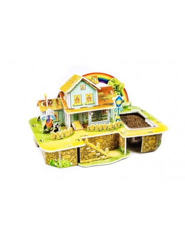Puzzle 3d Tęczowy Domek z rośliną M-009