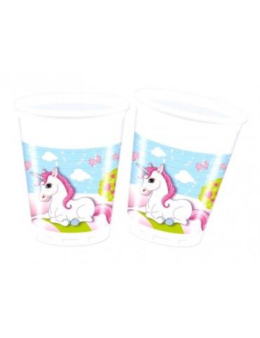 Kubeczki urodzinowe JEDNOROŻEC 85672 - 200 ml - 8 szt. BZ