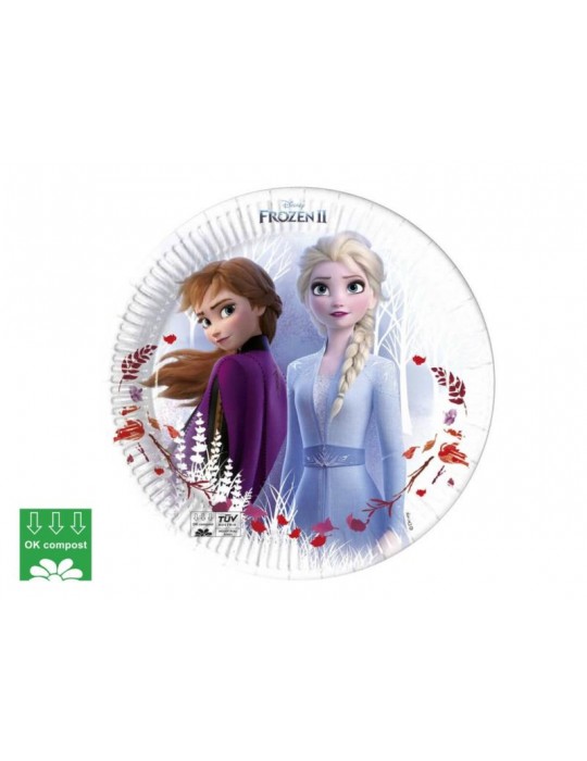 Talerzyki urodzinowe Frozen Sparkle - Kr aina Lodu - 23 cm - 8 szt.