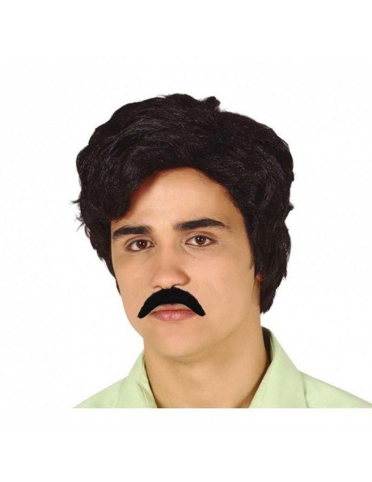 Peruka męska czarna z wąsami 4401BZ