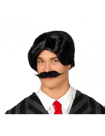 Peruka Męska Czarna z Wąsami 4393BZ