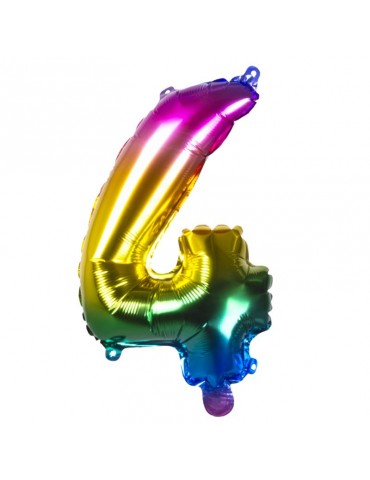 1Balon Foliowy cyferka 4 tęczowy 21984BZ