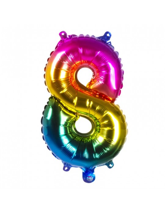 1Balon Foliowy cyferka 8 tęczowy 21988BZ