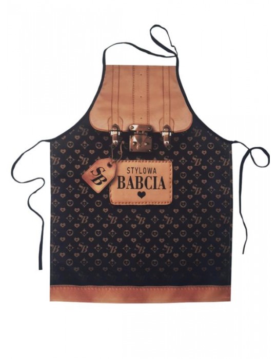 Fartuch Stylowa Babcia Czarny F151 Dzień Babci i Dziadka