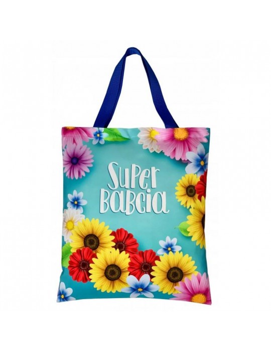 Torba Zakupowa Super Babcia Kwiaty T44 Dzień Babci i Dziadka