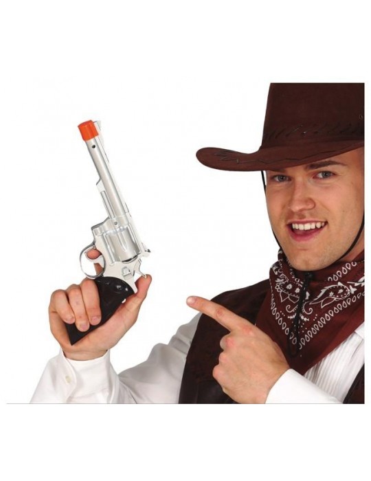 Rewolwer Kowbojski srebrny 32cm 18893BZ