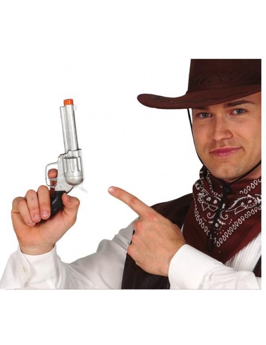 Rewolwer Kowbojski srebrny 24cm 18890BZ na strzałki