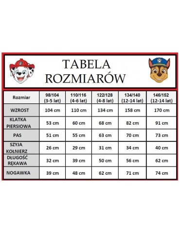 Strój Psi Patrol MARSHALL110/116 9909128 z maską i plecakiem!