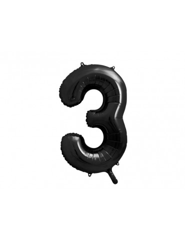 Balon foliowy Cyfra ""3"", 86cm, czarny