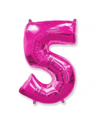 Balon foliowy Cyfra 5 różowy 9907285BZ 86cm.