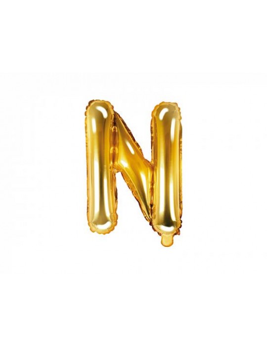 1Balon foliowy litera "N" 35cm. złoty