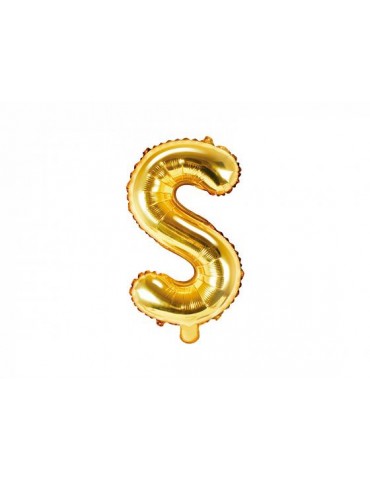Balon foliowy litera "S" 35cm. złoty