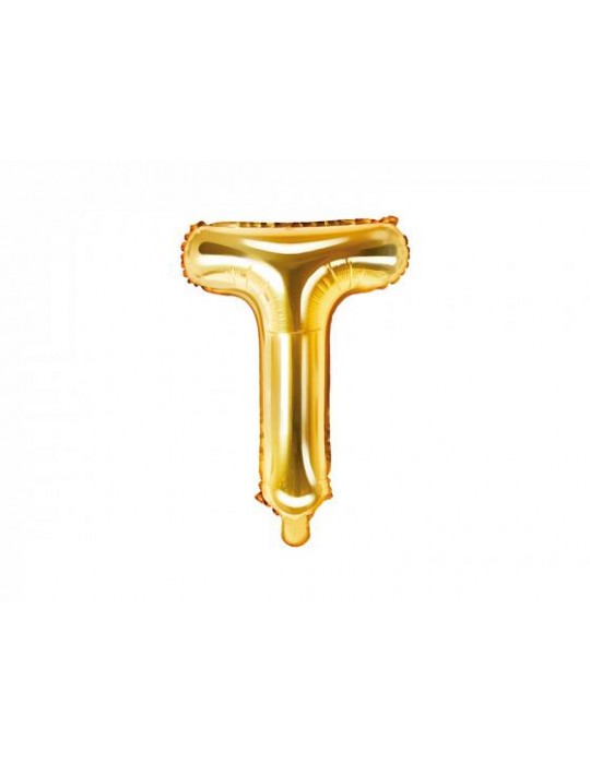 1Balon foliowy litera "T" 35cm. złoty