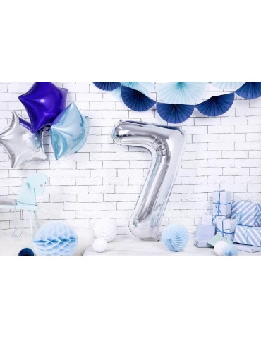 1Balon foliowy Cyfra 7 srebrny 91201 85cm.