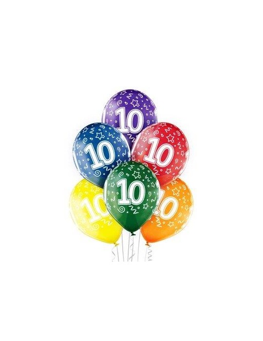 1Balony Cyferka"10" 6szt 5000200 mix kolorów.