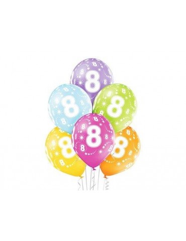 1Balony Cyferka"8" 6sszt 5000198 mix kolorów.