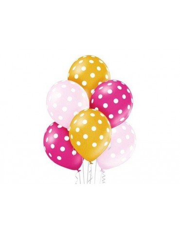 1Balony Kropki Metalic 6szt 5000329 mix kolorów