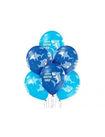 1Balony Rekin 6szt 5000645 Happy Birthday