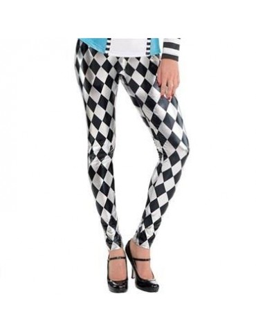 1Legginsy Arlekina Klauna W48355BZ czarno-białe M/L