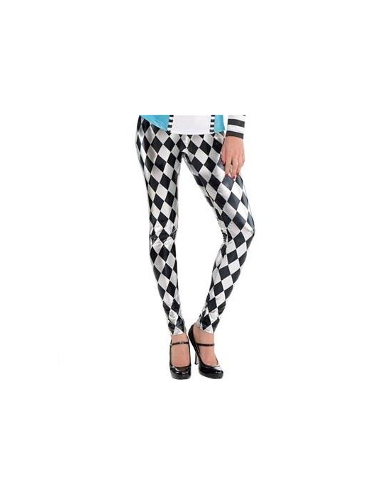 1Legginsy Arlekina Klauna W48355BZ czarno-białe M/L
