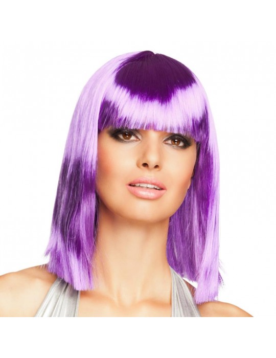 Peruka Krótka Fioletowa z Grzywką 85764 neonowa do Ramion