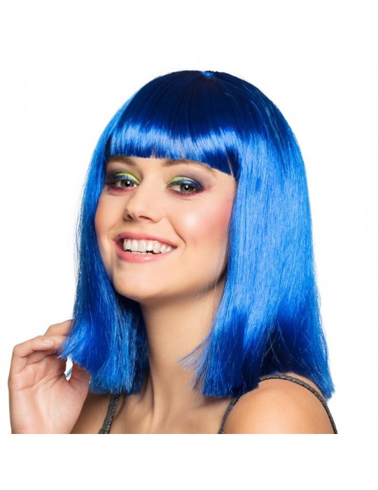 Peruka Krótka Niebieska z Grzywką 85768 do Ramion