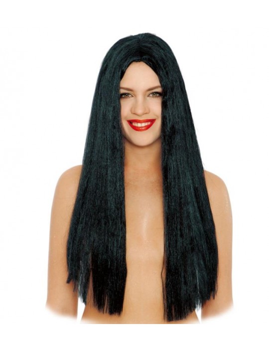 1Peruka Długa Czarna Czarownica 4176BZ Cyganka Hipiska