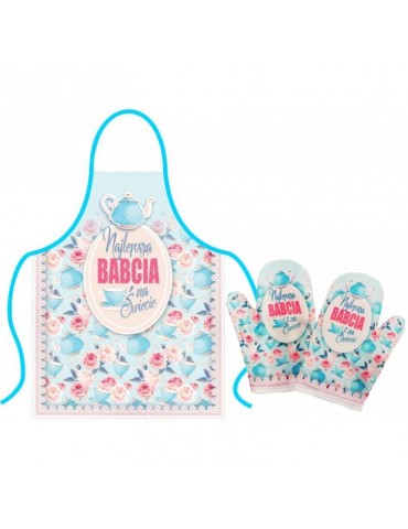1Zestaw Najlepsza Babcia II ZES15BZ Fartuch + rękawica kuchenna Dzień Babci i Dzień Dziadka