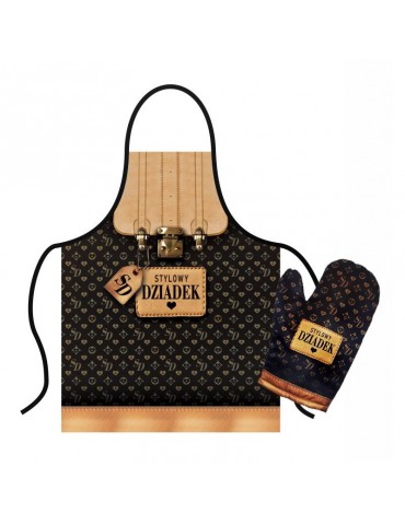 1Zestaw Stylowy Dziadek ZES19BZ Fartuch + rękawica kuchenna Dzień Babci i Dzień Dziadka