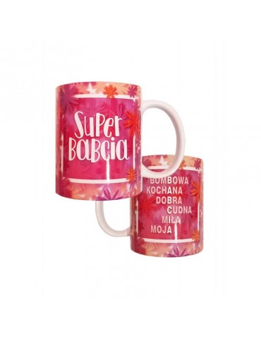 1Kubek Super Babcia Różowy K138BZ Dzień Babci i Dzień Dziadka