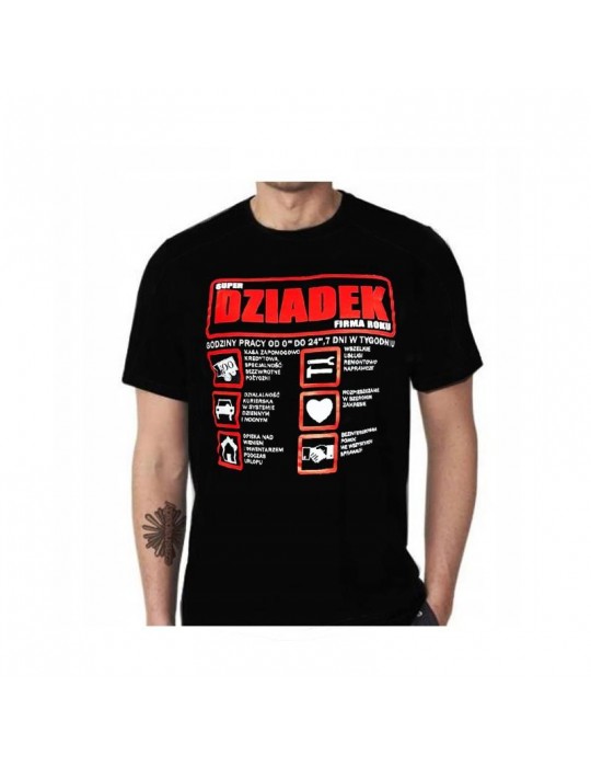 1Koszulka Super Dziadek XXL KO41BZ Firma Roku Dzień Babci i Dzień Dziadka
