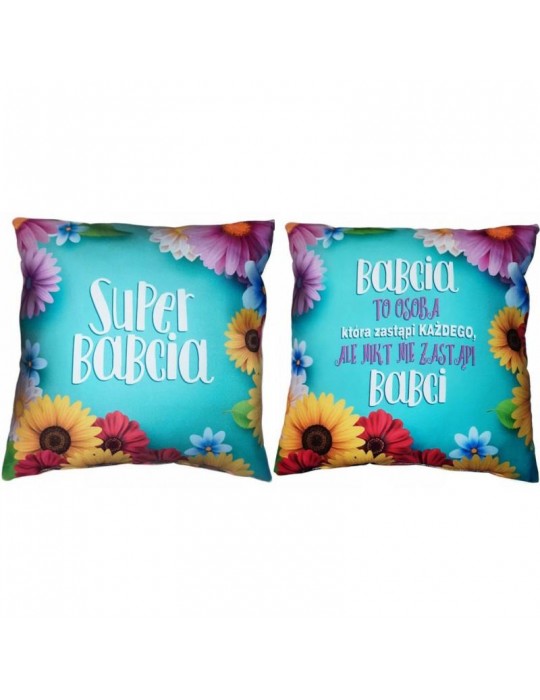 1Poduszka Super Babcia Niebieska S177BZ Dzień Babci i Dziadka