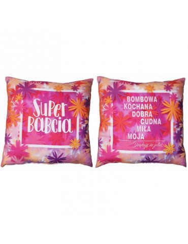 1Poduszka Super Babcia Różowa S178BZ Dzień Babci i Dziadka
