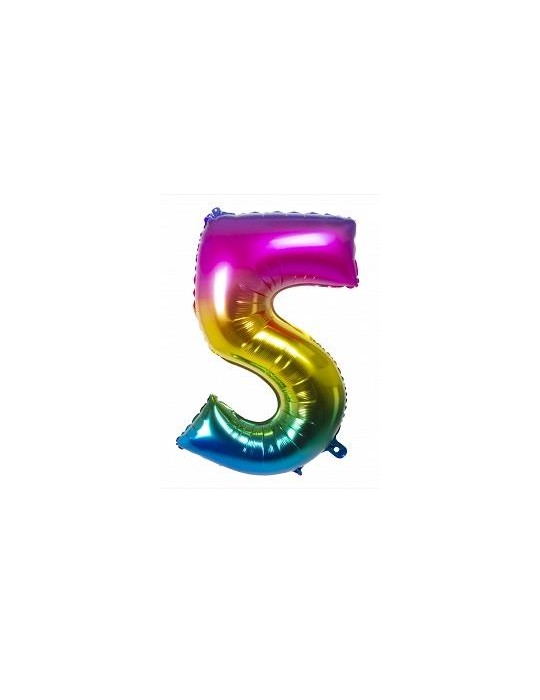 Balon Foliowy cyferka 5 tęczowy 22055BZ