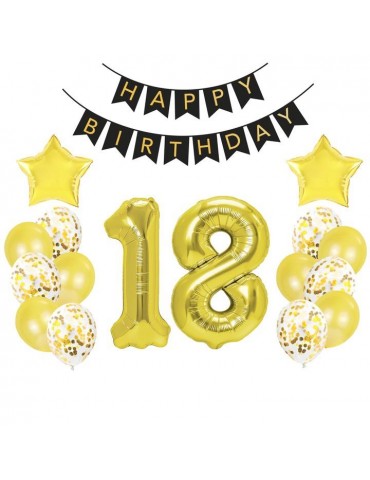 Zestaw Balonów 18 urodziny złoty 460475 gold 18-tka