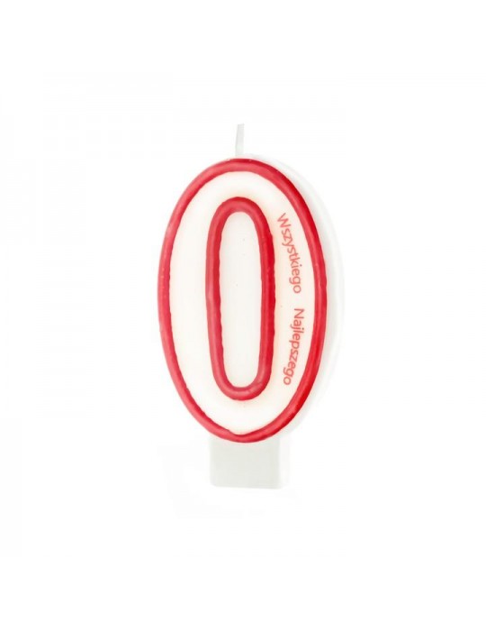 1Świeczka urodzinowa cyferka 0 026340 z napisem Wszystkiego Najlepszego
