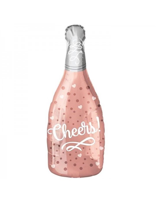 1Balon foliowy Szampan różowy 460207 butelka Cheers 49x98cm
