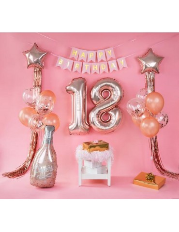 1Balon foliowy Szampan różowy 460207 butelka Cheers 49x98cm