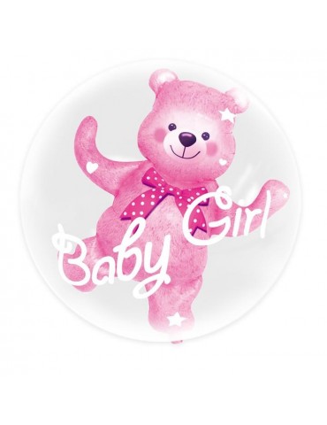 1Balon Miś Roczek Baby Girl 460234 balon w balonie dla dziewczynki 60x70cm