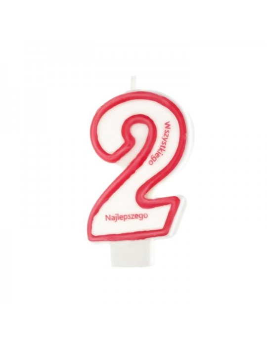 1Świeczka urodzinowa cyferka 2 026342 z napisem Wszystkiego Najlepszego