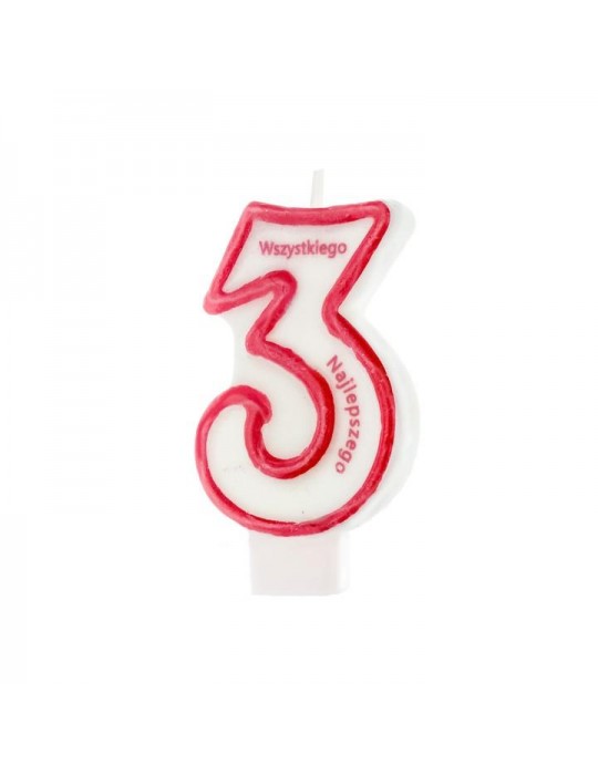 1Świeczka urodzinowa cyferka 3 026343 z napisem Wszystkiego Najlepszego