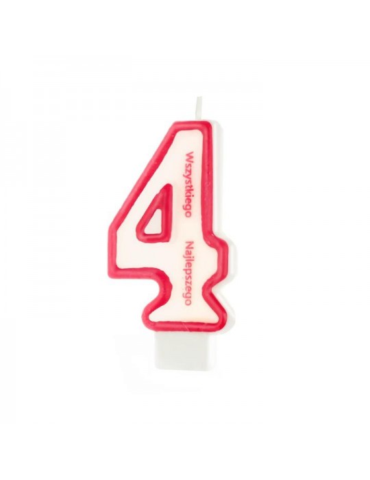1Świeczka urodzinowa cyferka 4 026344 z napisem Wszystkiego Najlepszego