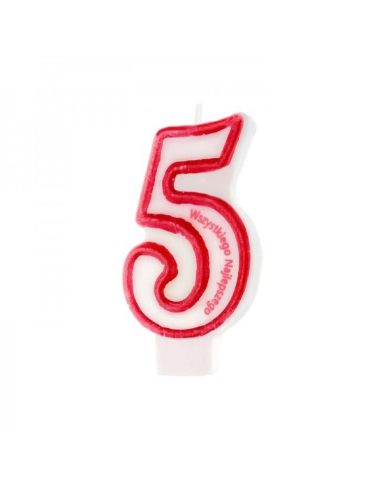 1Świeczka urodzinowa cyferka 5 026345 z napisem Wszystkiego Najlepszego