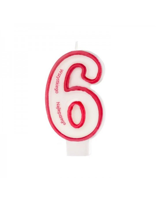 1Świeczka urodzinowa cyferka 6 026346 z napisem Wszystkiego Najlepszego