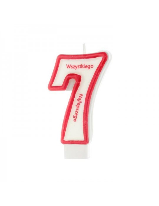 1Świeczka urodzinowa cyferka 7 026347 z napisem Wszystkiego Najlepszego