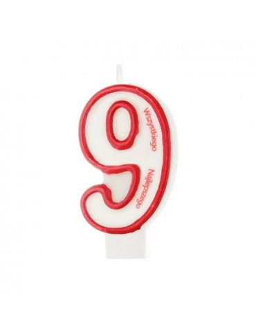 1Świeczka urodzinowa cyferka 9 026349 z napisem Wszystkiego Najlepszego