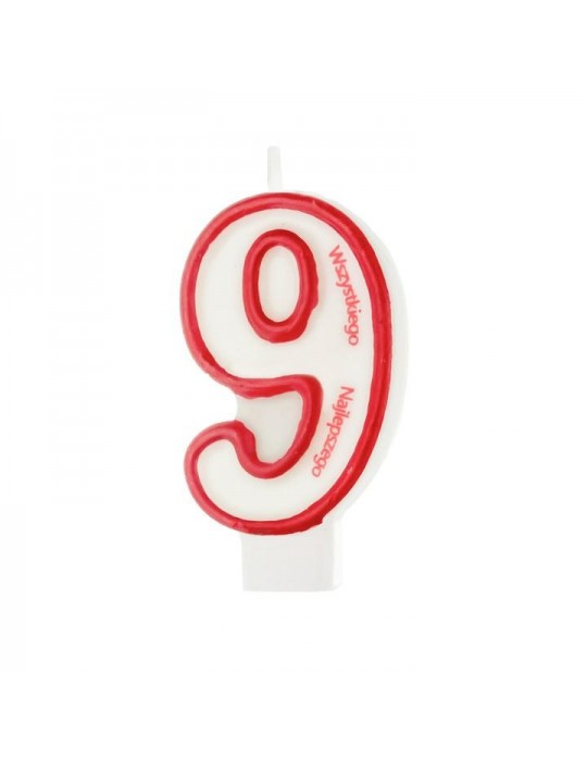 1Świeczka urodzinowa cyferka 9 026349 z napisem Wszystkiego Najlepszego