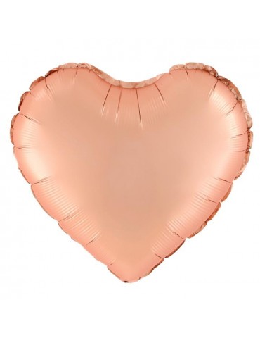 1Balon Serce róż złoty 460175 foliowe matowe rose gold 18 cali