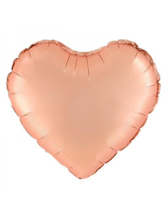 1Balon Serce róż złoty 460175 foliowe matowe rose gold 18 cali
